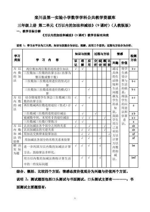 3年级《万以内数的加减法》
