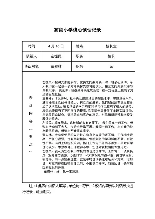 谈心谈话记录
