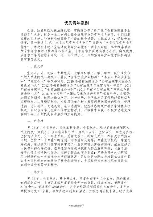 优秀青年案例