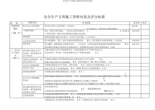 安全生产文明施工考核内容及评分标准