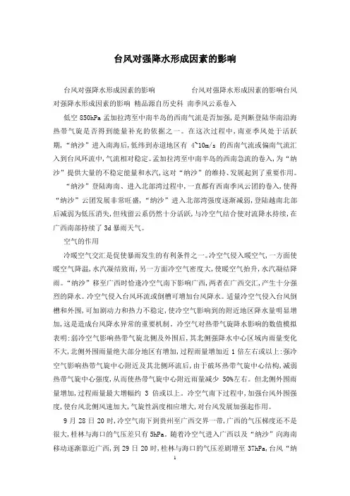 台风对强降水形成因素的影响