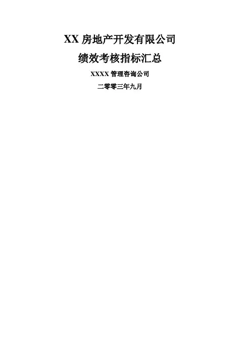 房地产公司绩效考核指标大全