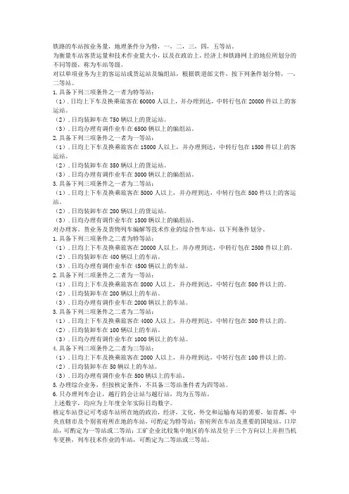 车站等级划分