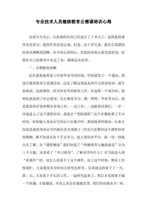 专业技术人员继续教育公需课培训心得