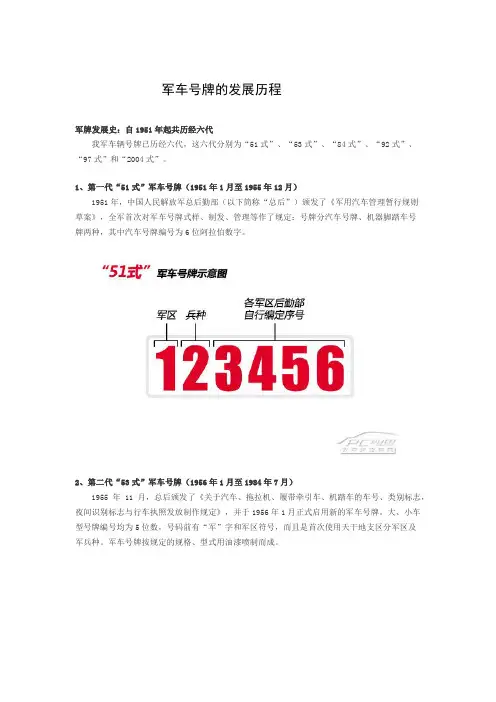 军车号牌的发展历程