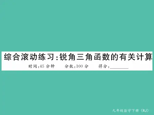 九年级数学下册综合滚动练习锐角三角函数的有关计算新版新人教版