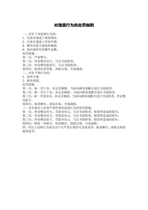 对违规行为的处罚细则