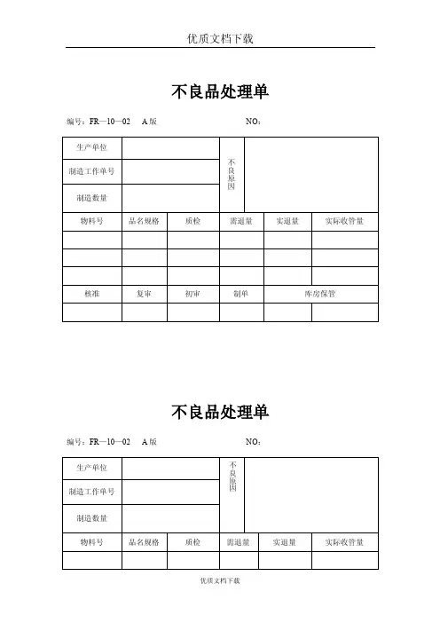 不良品处理