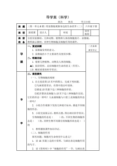 科学导学案.六1-6