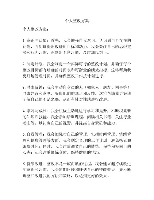 个人整改方案