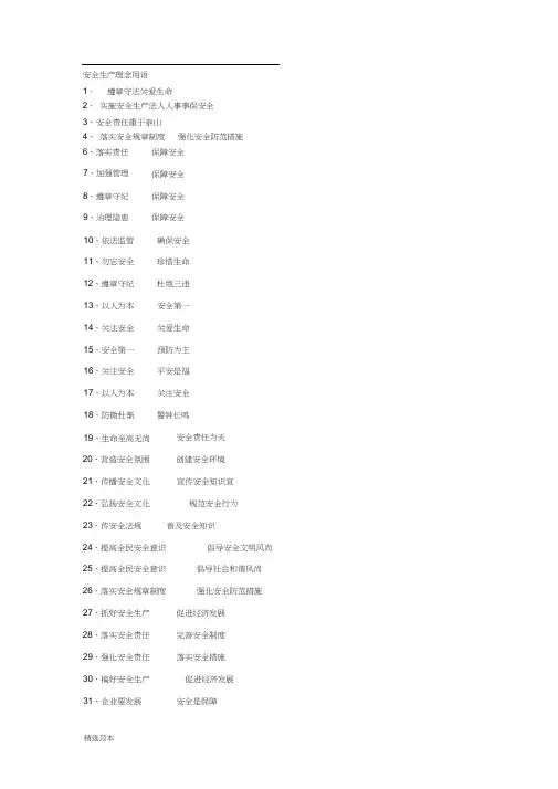 安全生产理念用语