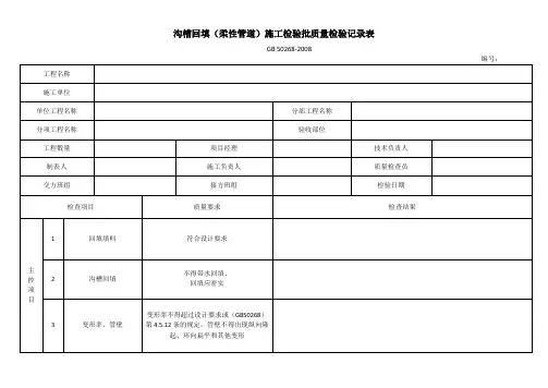 沟槽回填(柔性管道)施工检验批质量检验记录表