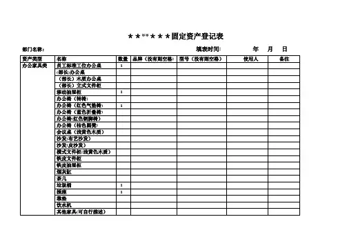《公司固定资产登记表》