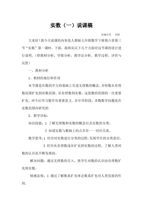 实数(第一课时)说课稿