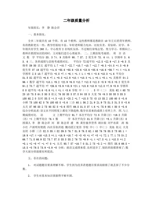 二年级质量分析