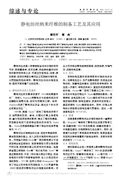 静电纺丝纳米纤维的制备工艺及其应用