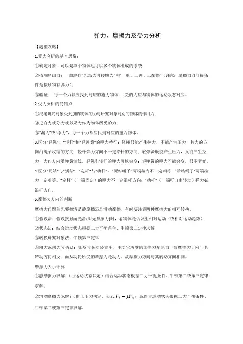 弹力、摩擦力及受力分析