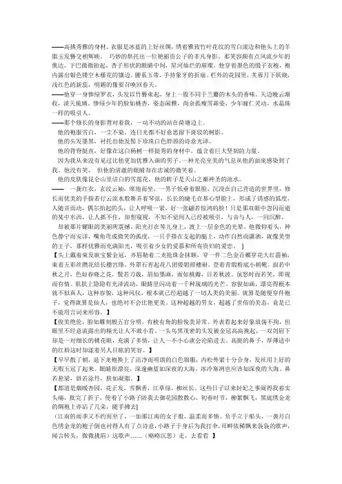 描写男子的句子
