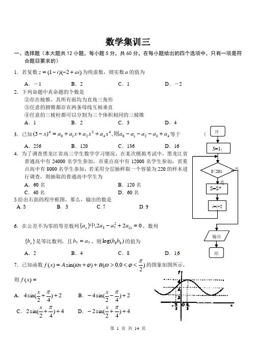 高考数学数学集训三