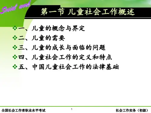 儿童社会工作全国社会工作职业水平考试实务培训材料PPT课件