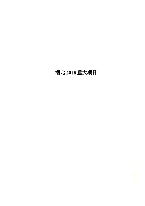 湖北2015重大项目