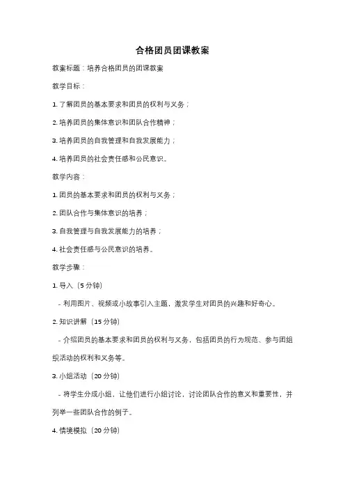 合格团员团课教案