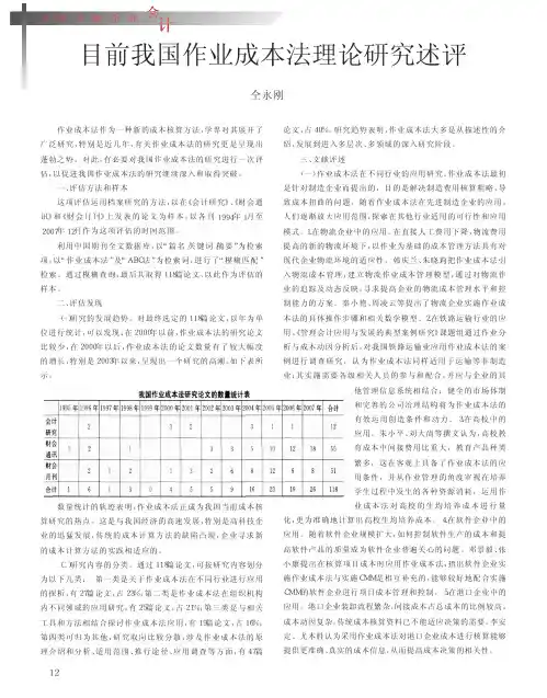 目前我国作业成本法理论研究述评
