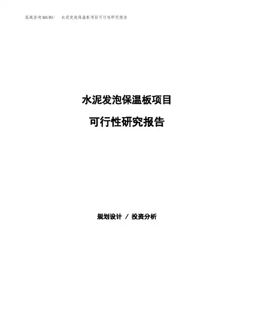 水泥发泡保温板项目可行性研究报告(立项备案下载可编辑)