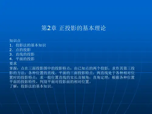第2章正投影的基本理论知识点1.投影法的基本知识2.点的投