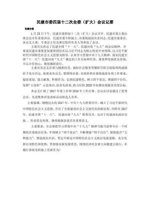 民建会议纪要