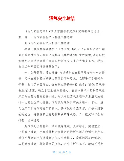 沼气安全总结
