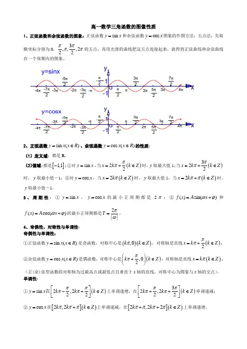 高一数学三角函数的图像和性质