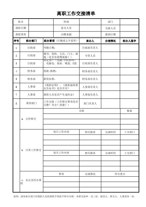 离职工作交接清单 2