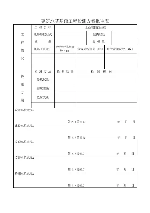 建筑地基基础工程检测方案报审表