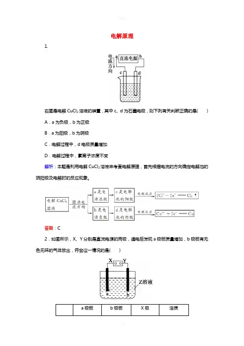 高中化学 4_3_1 电解原理随堂基础巩固 新人教版选修4
