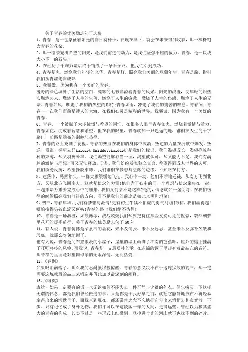 关于青春的优美励志句子选集