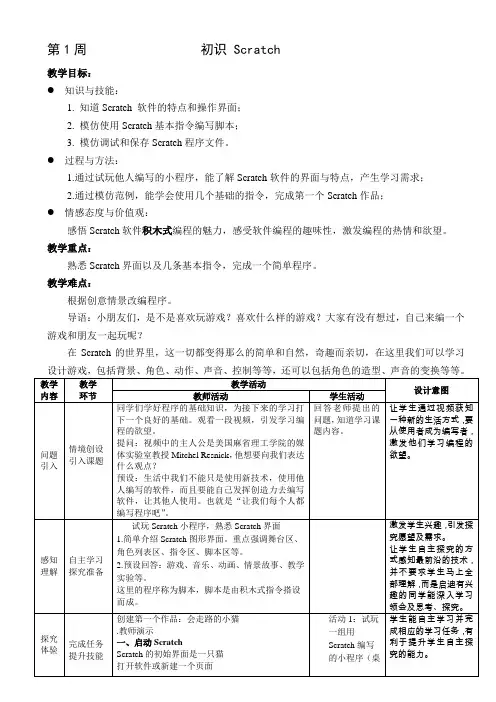 初识scratch第一课-教案