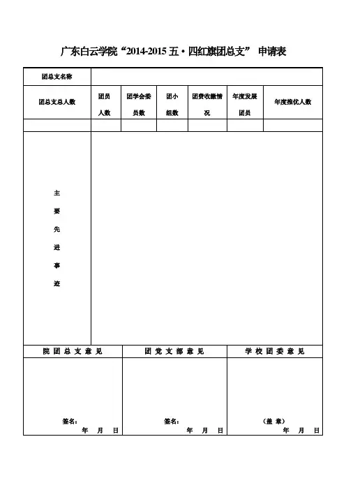 五四红旗团支部申请表
