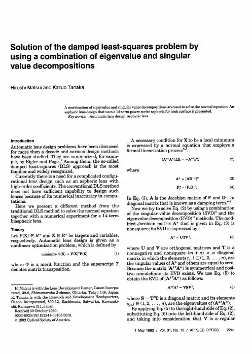 Solution of the damped least-squares problem by