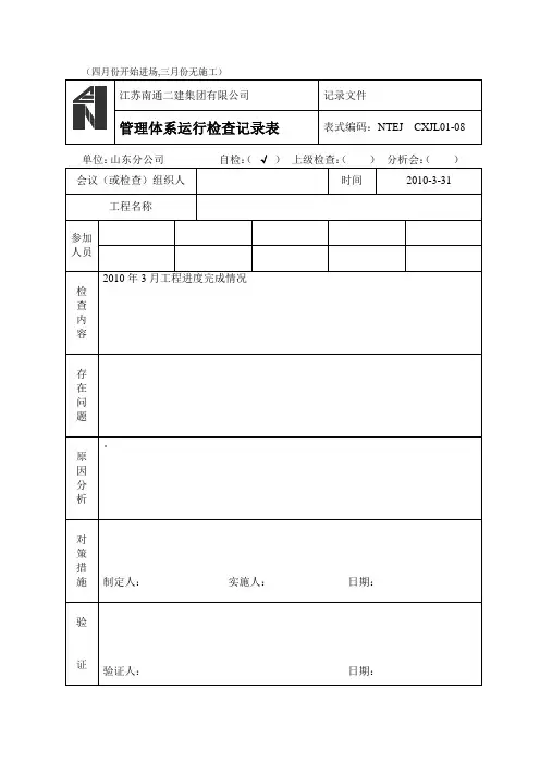 管理体系运行检查记录表
