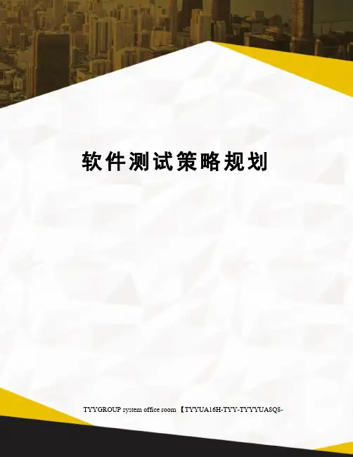 软件测试策略规划