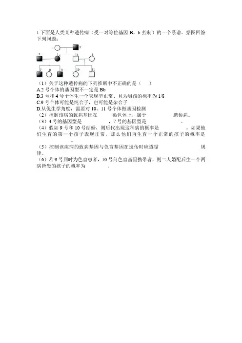 遗传的基本规律例题03