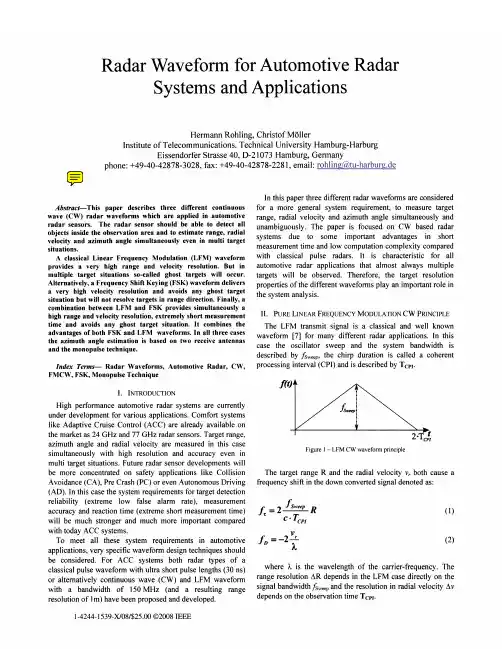 Radar+Waveform+for+Automotive+Radar+Systems+and+Applications