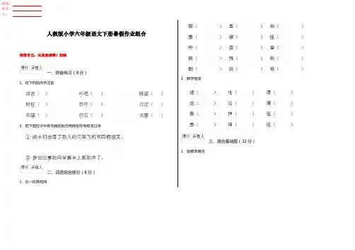 人教版小学六年级语文下册暑假作业组合