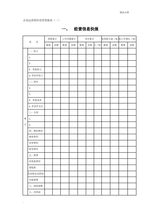 企业经营的经营管理报表 2