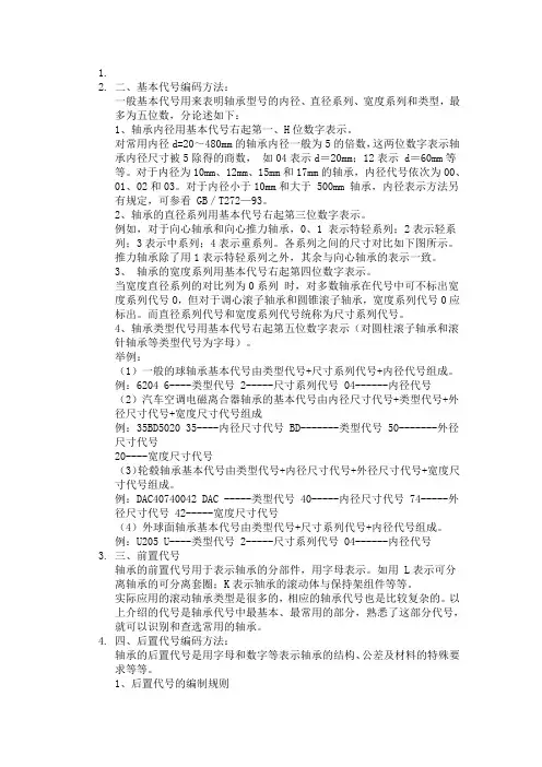 轴承基本代号辨别