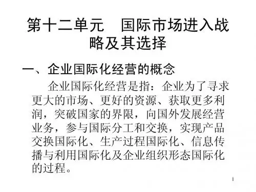 第十二单元  国际市场进入战略及其选择(战略管理-清华大学,刘冀生)