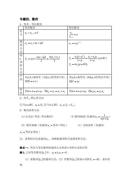 专题四 数列专题复习