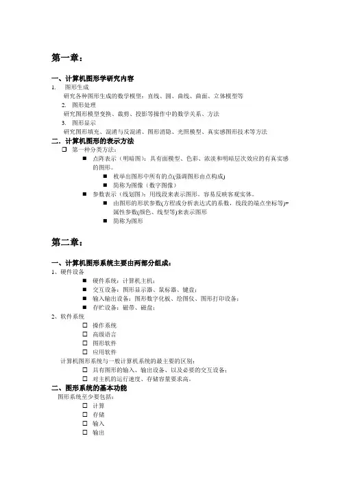遥感——计算机图形学重点知识整理