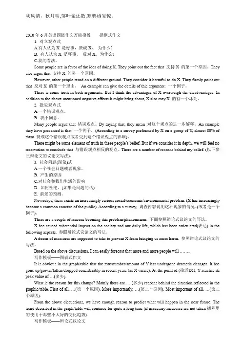英语四级作文万能模板